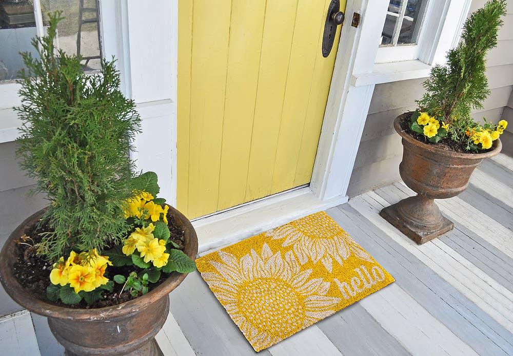Sunflower Hello Doormat-Ylw-18x30"L