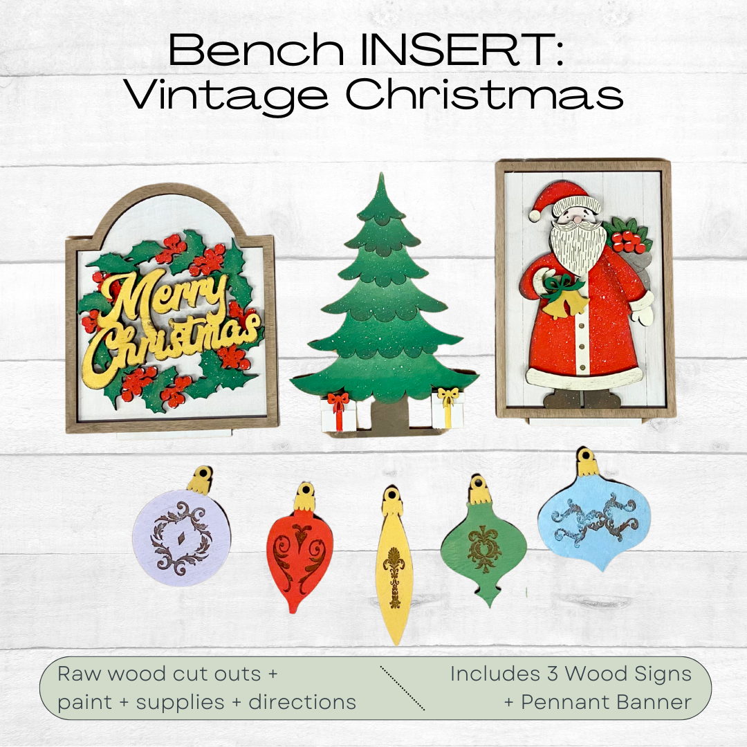 DIY KIT: Vintage Christmas INSERT for Interchangeable Bench