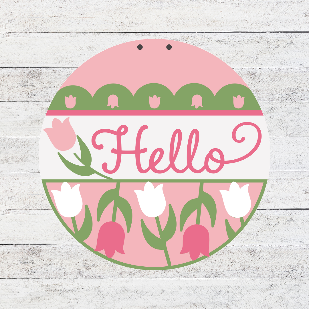 Hello Tulips 3D Door Hanger
