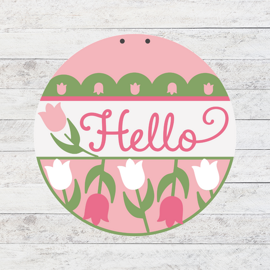 Hello Tulips 3D Door Hanger