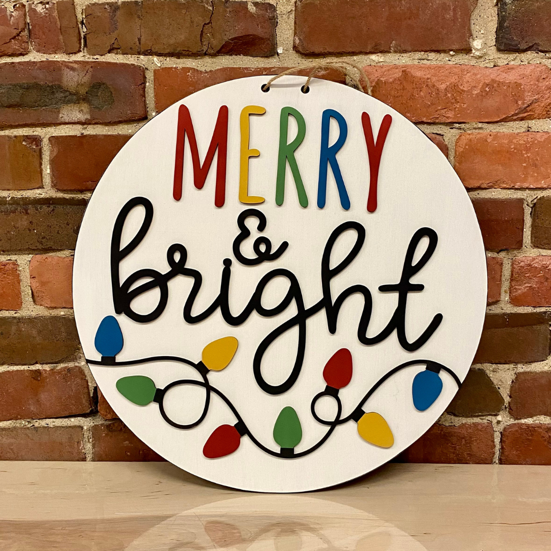 Merry Christmas Lights 3D Door Hanger