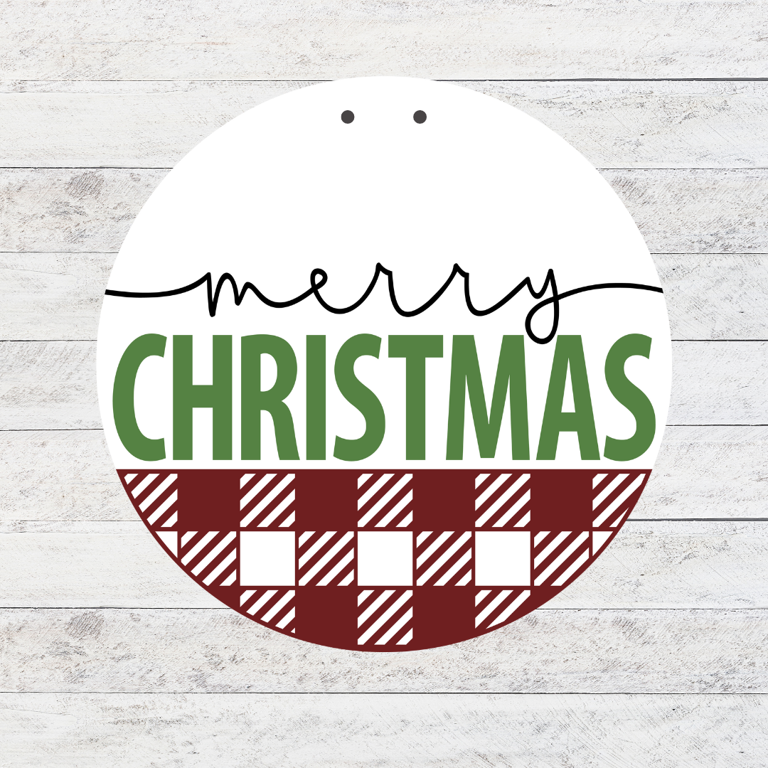 Plaid Merry Christmas 3D Door Hanger
