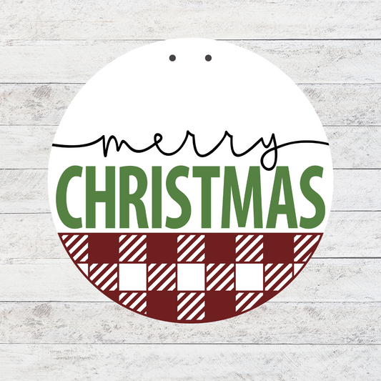 Plaid Merry Christmas 3D Door Hanger