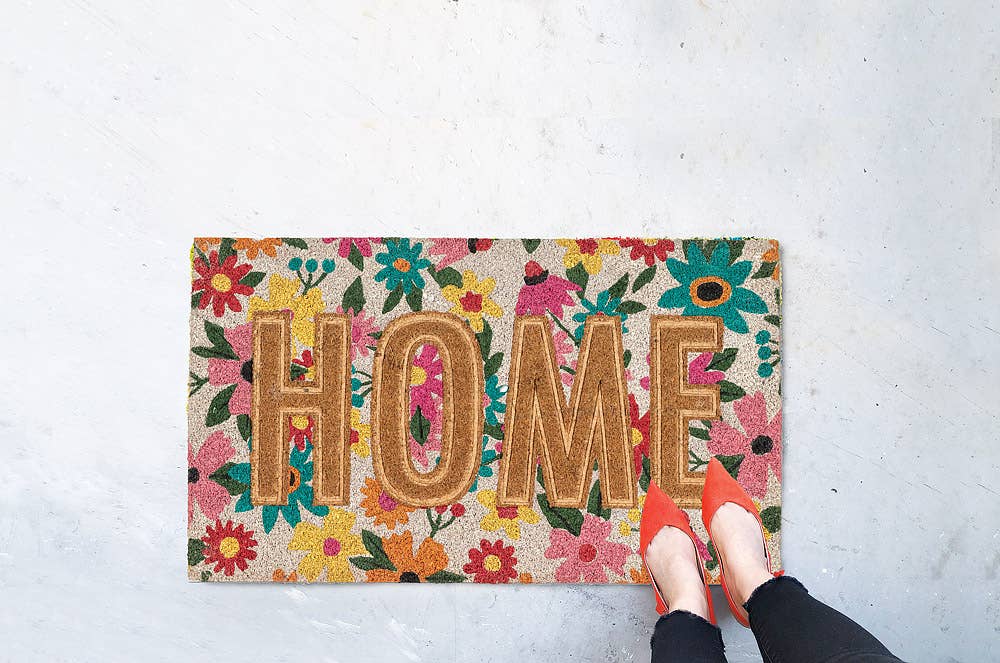 Floral Pressed HOME Doormat-18x30"L