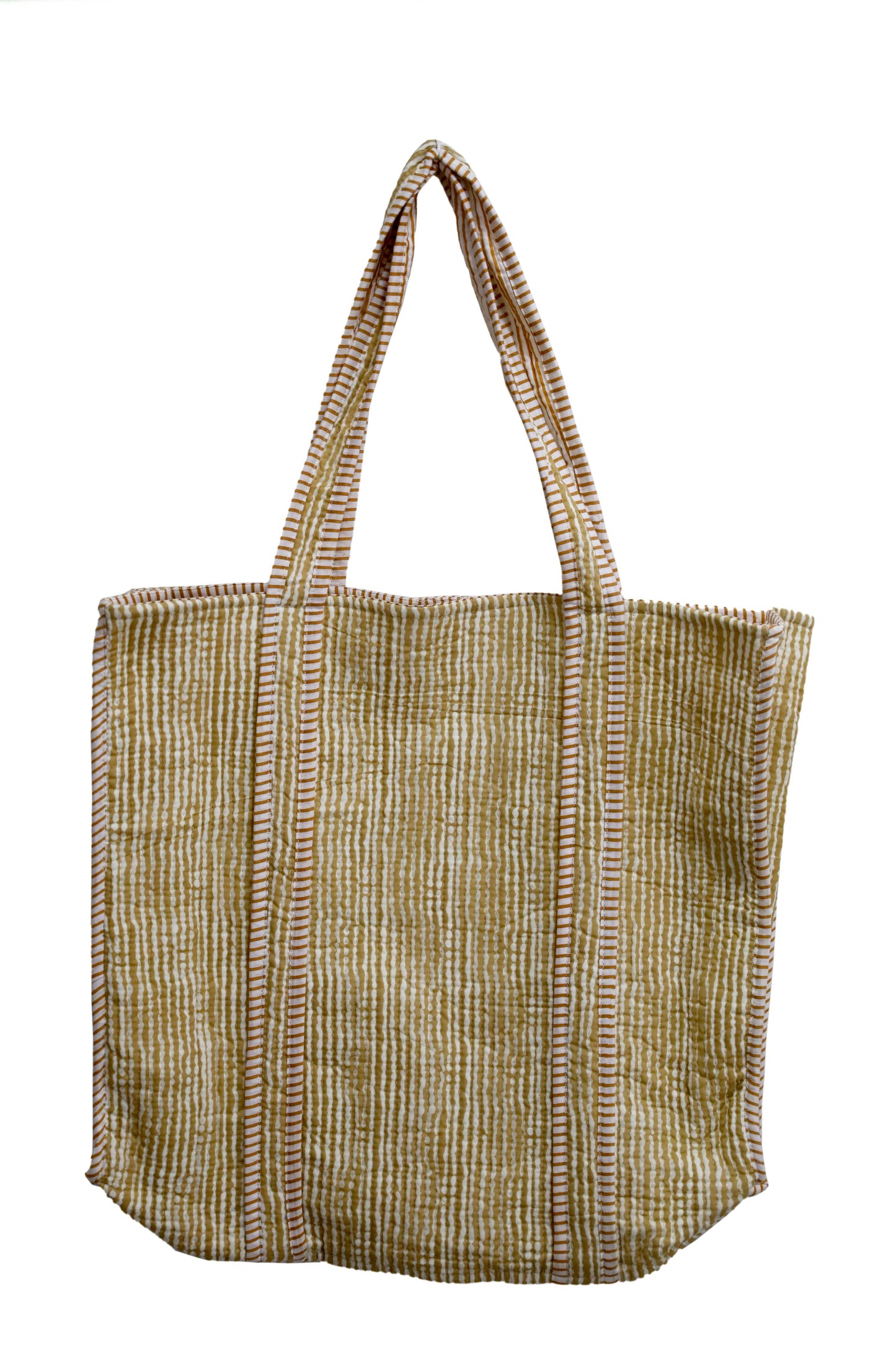 Yellow Cotton Tote Bag-Hand Block Printed