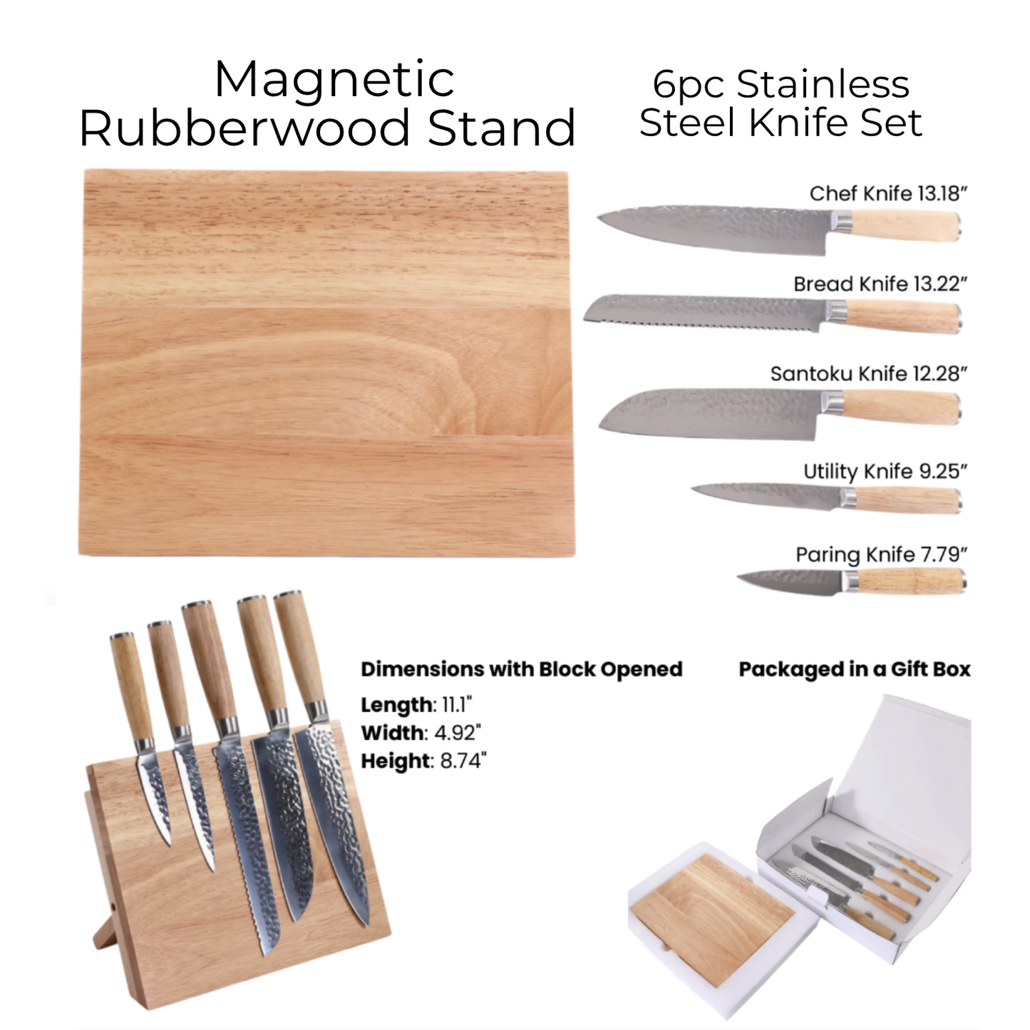 Kitchen Knife Set with Magnetic Block Stand