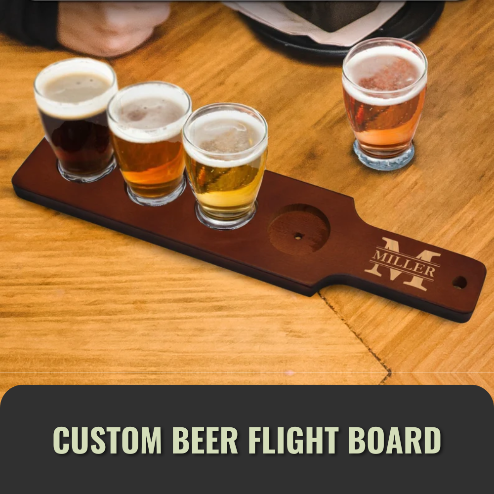 Beer Flight Board with Glasses