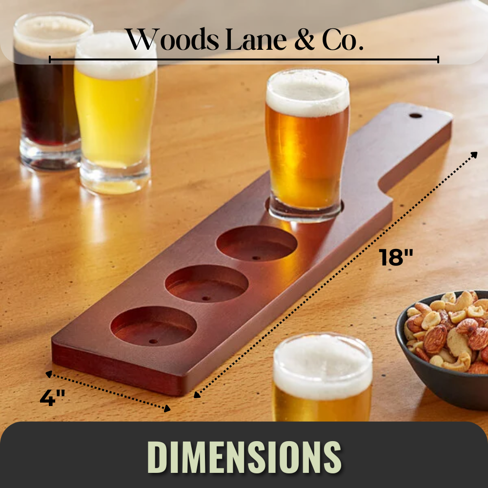 Beer Flight Board with Glasses