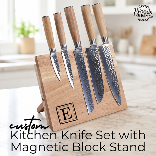 Kitchen Knife Set with Magnetic Block Stand
