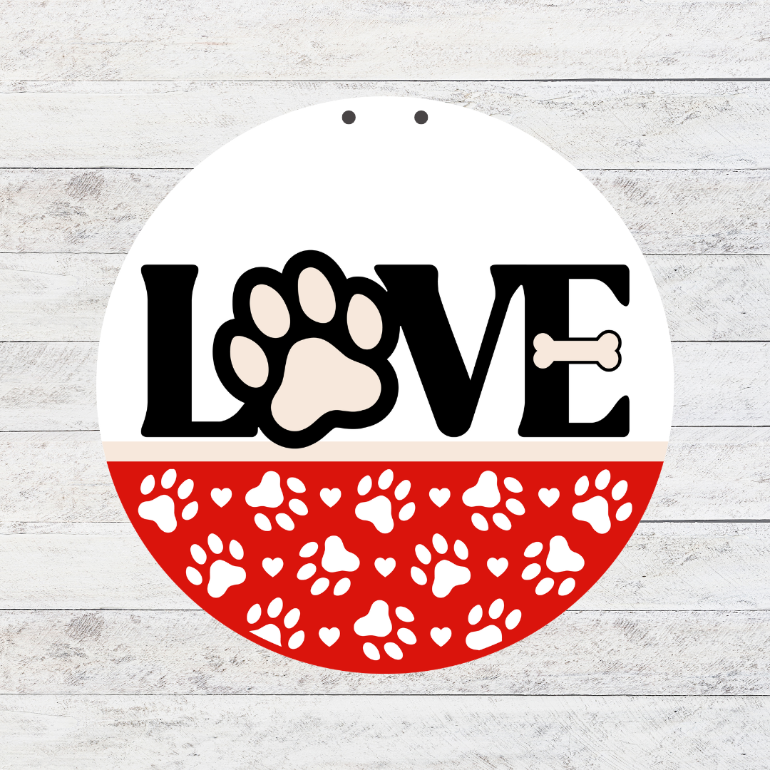 Love Paw Print Door Hanger