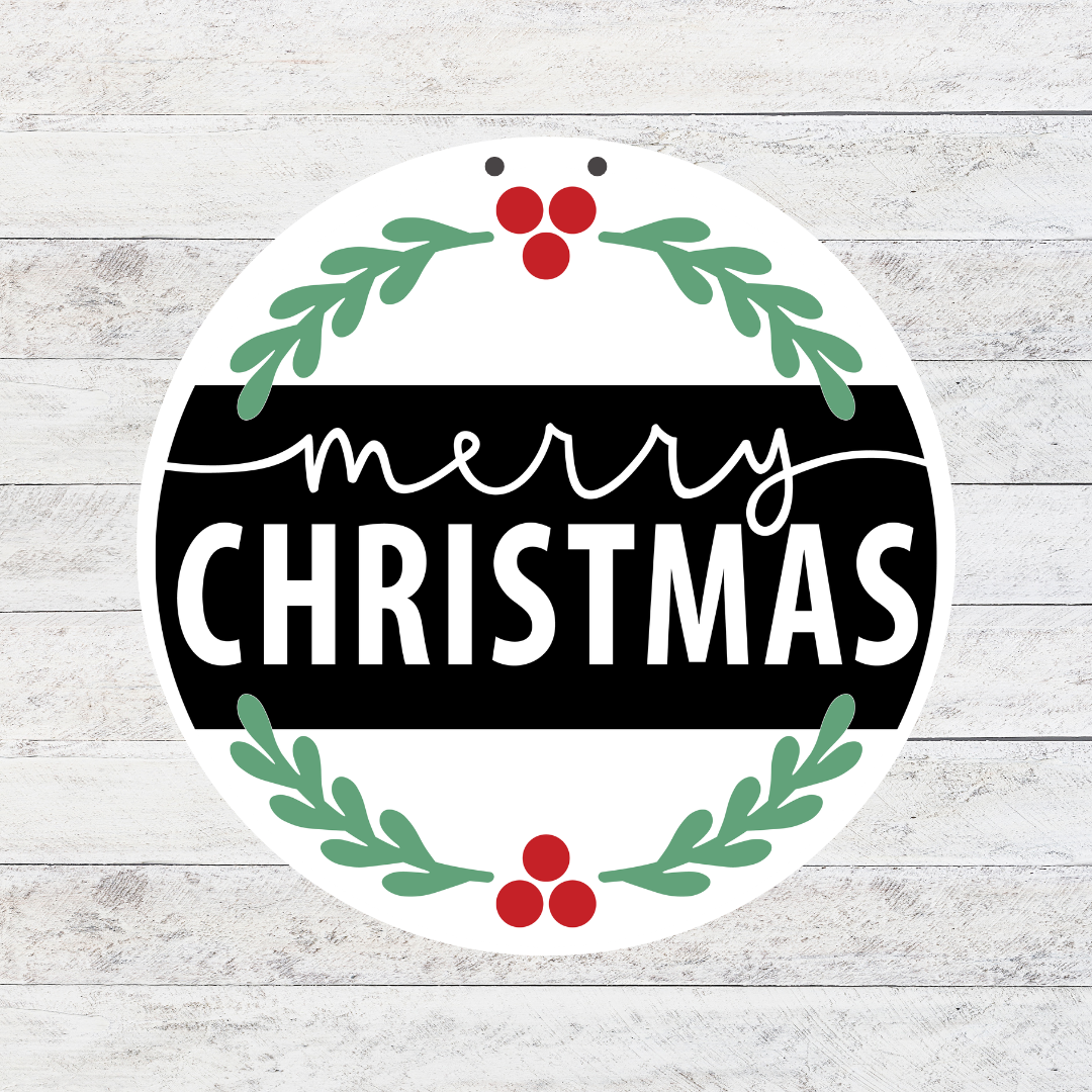 Merry Christmas Holly Door Hanger