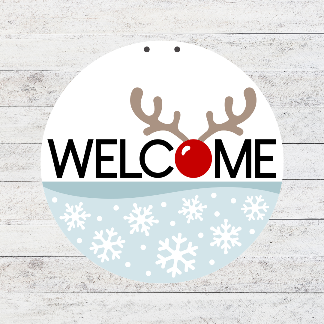 Welcome Rudolph Door Hanger