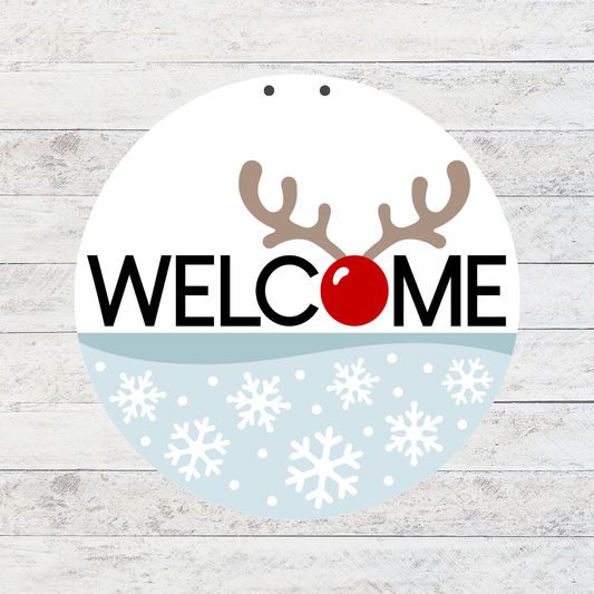 Welcome Rudolph Door Hanger