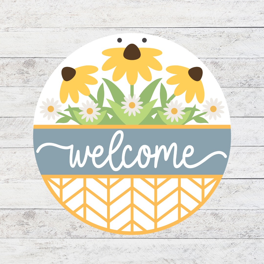 Welcome Daisy Sunflower Door Hanger