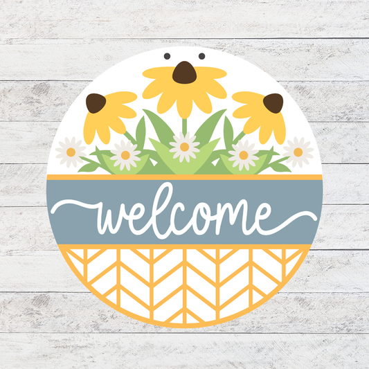 Welcome Daisy Sunflower Door Hanger