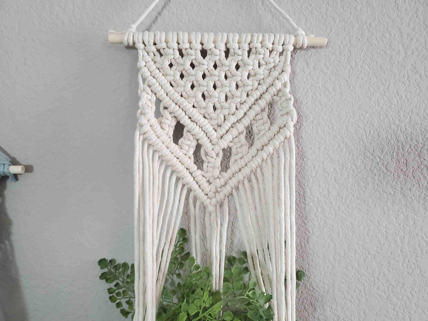Macrame wall plant hanger.: Natural