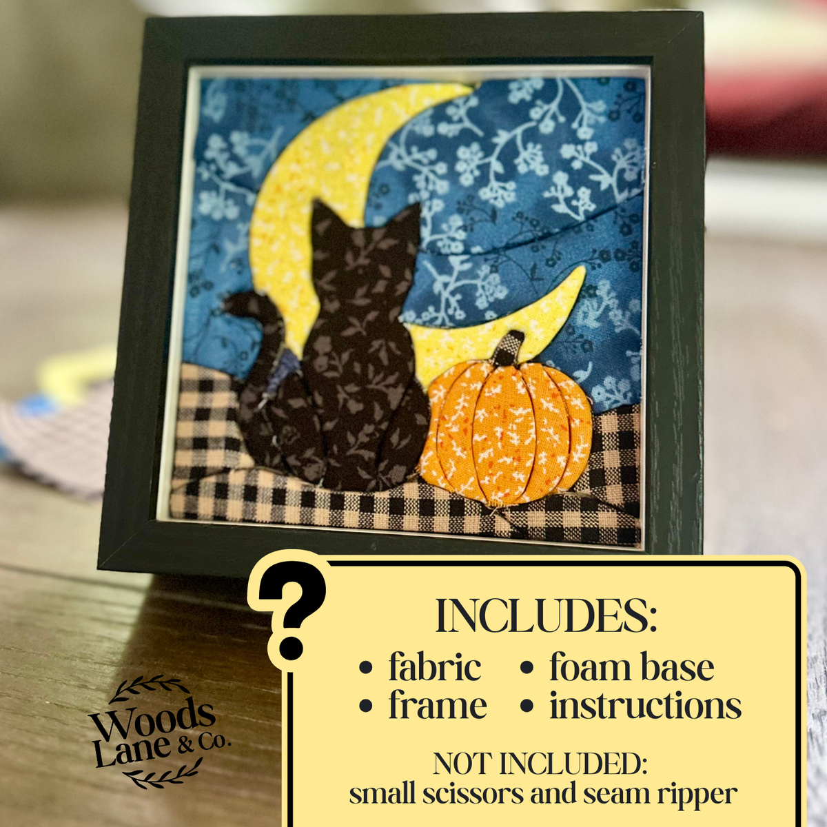 Black Cat No-Sew Fabric Art DIY Kit