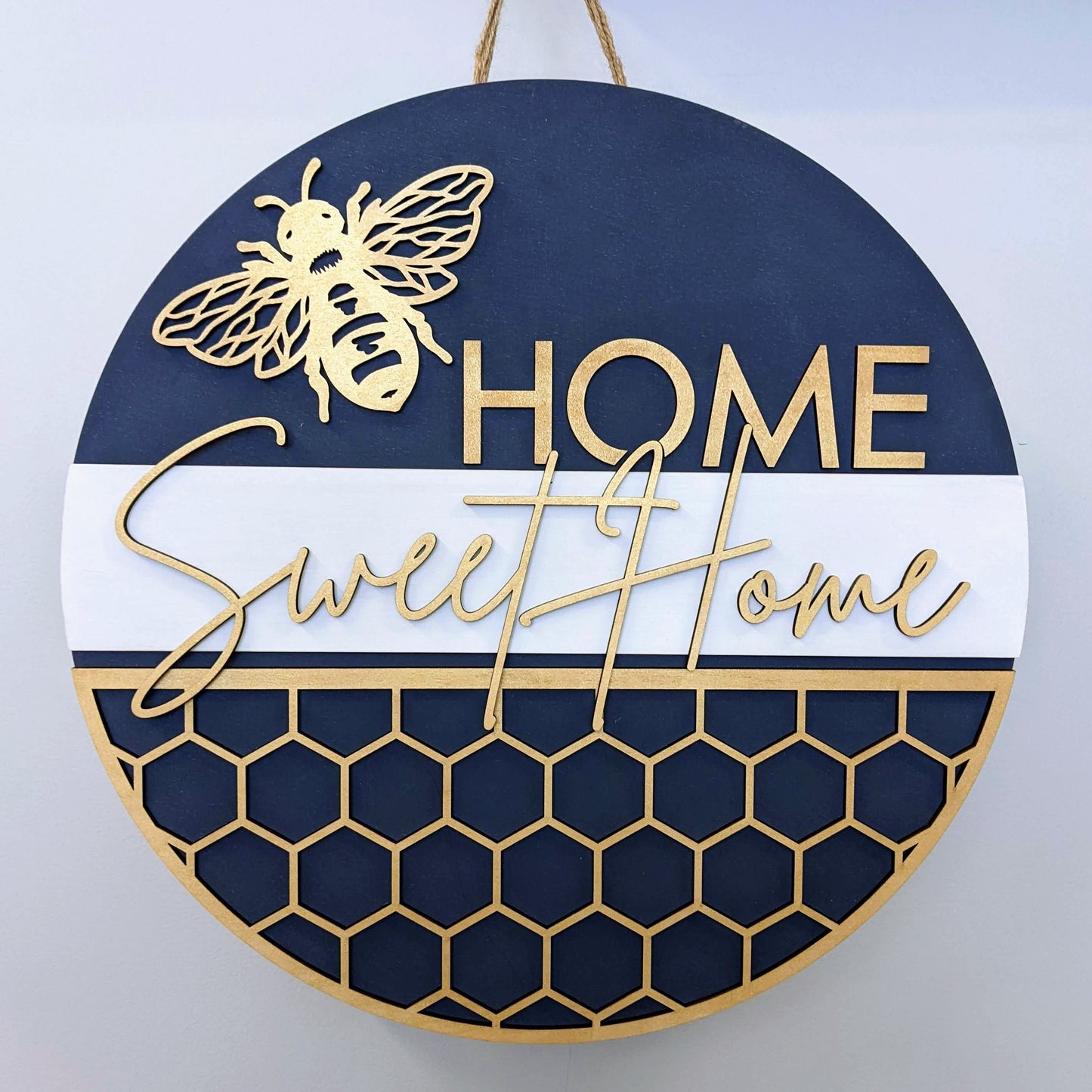 Home sweet home bee design doorhanger
